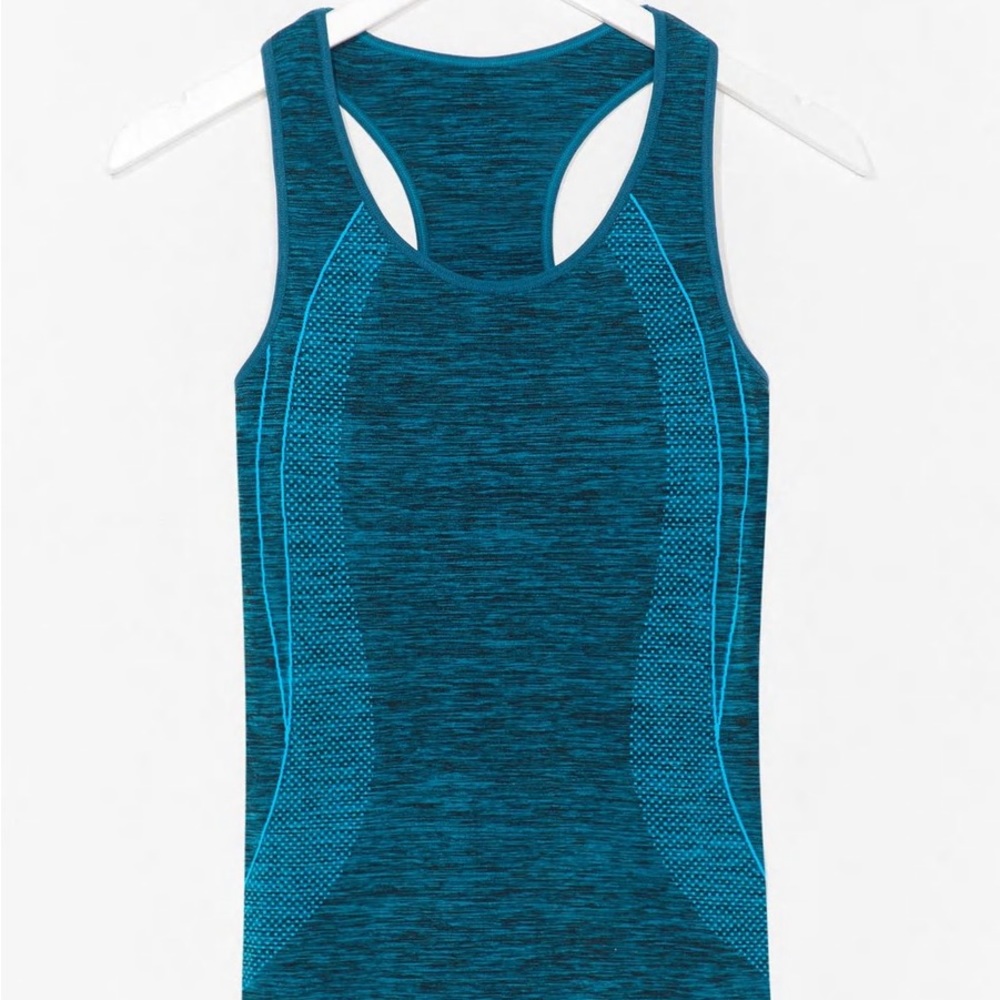 Blue matching tank and legging workout set